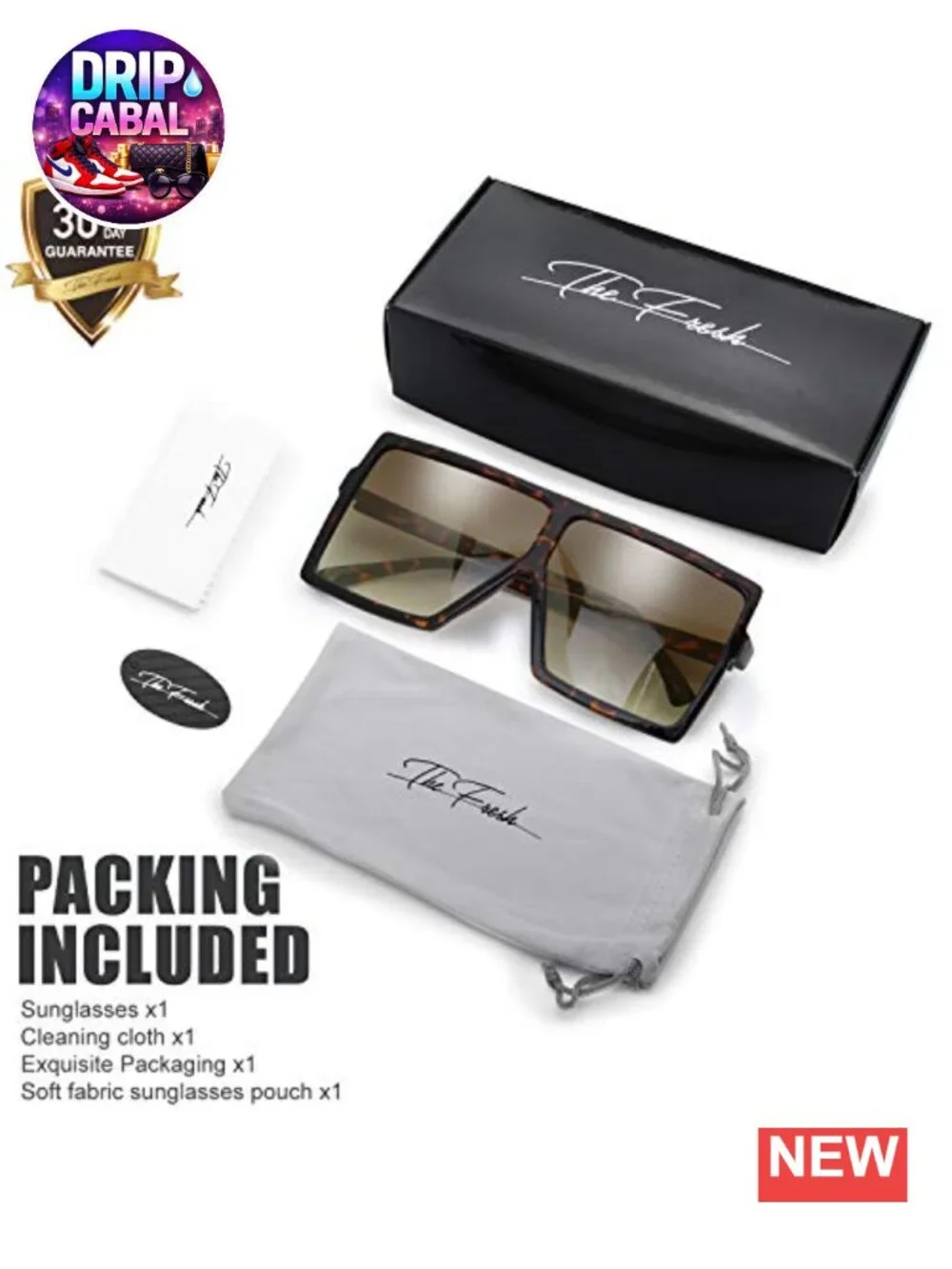 Oversized Square Flat Top Sunglasses UV400 Protection